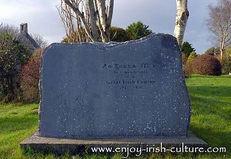 Memorial stone for the Irish Potato Famine at Annaghdown graveyard,  County Galway.